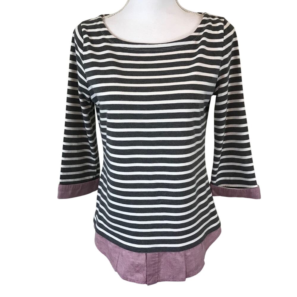 Market & Spruce Stripe Layered Look Knit Top Size Small